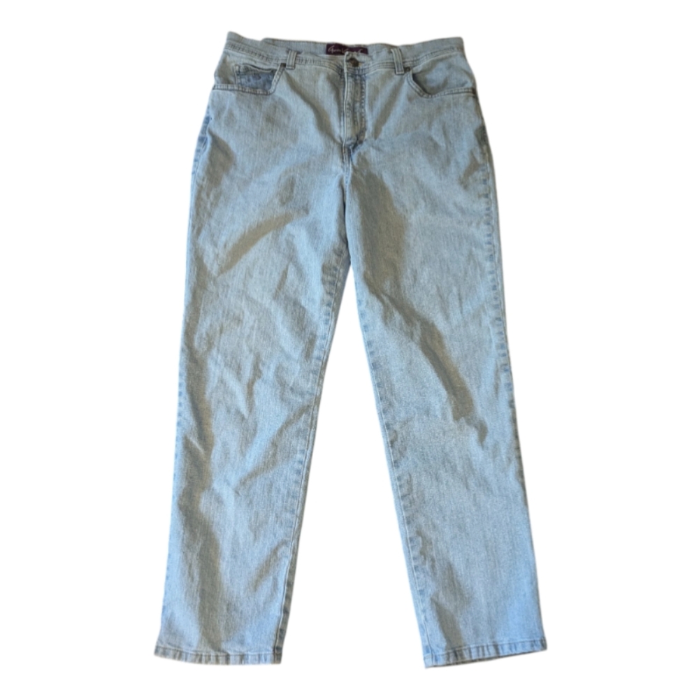 Vintage Gloria Vanderbilt Amanda Light Blue Brushed Jeans Pants Women's 14